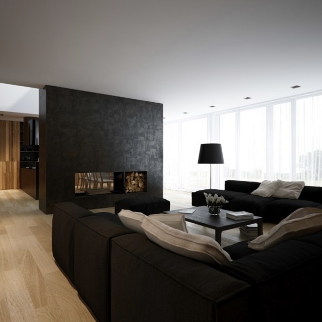 Modern minimalist black and white lofts 16
